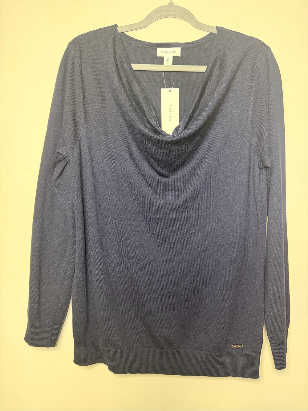 Calvin Klein Women’s M Navy Draped Cowl Neck Sweater NWT